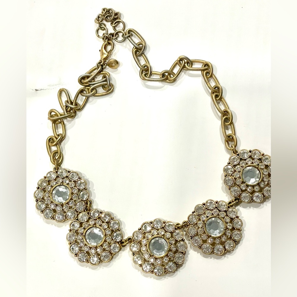 J Crew gold crystal statement necklace